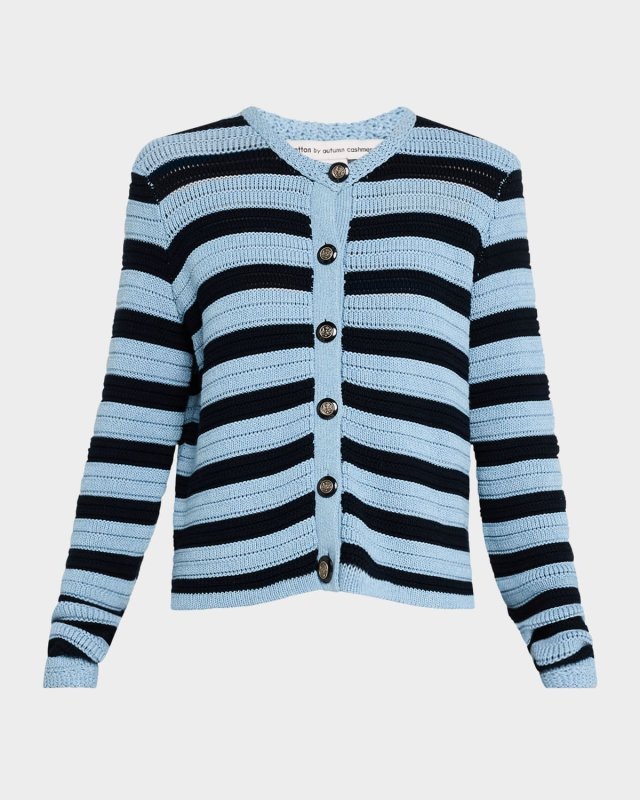 Button-Down Striped Knit Jacket